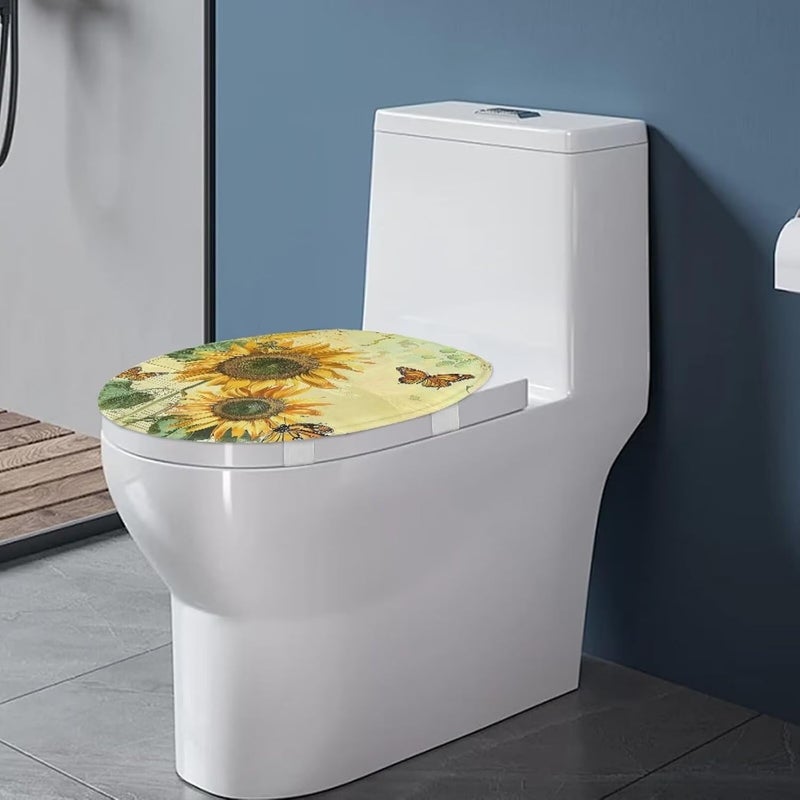 Flashideas Sunflower Toilet Cover Seat Soft Plush Seat Covers Tank Lip Covers Easy to Clean Bathroom Decoration Accessories Fits Most Toilet Tanks & Lids - Image 4